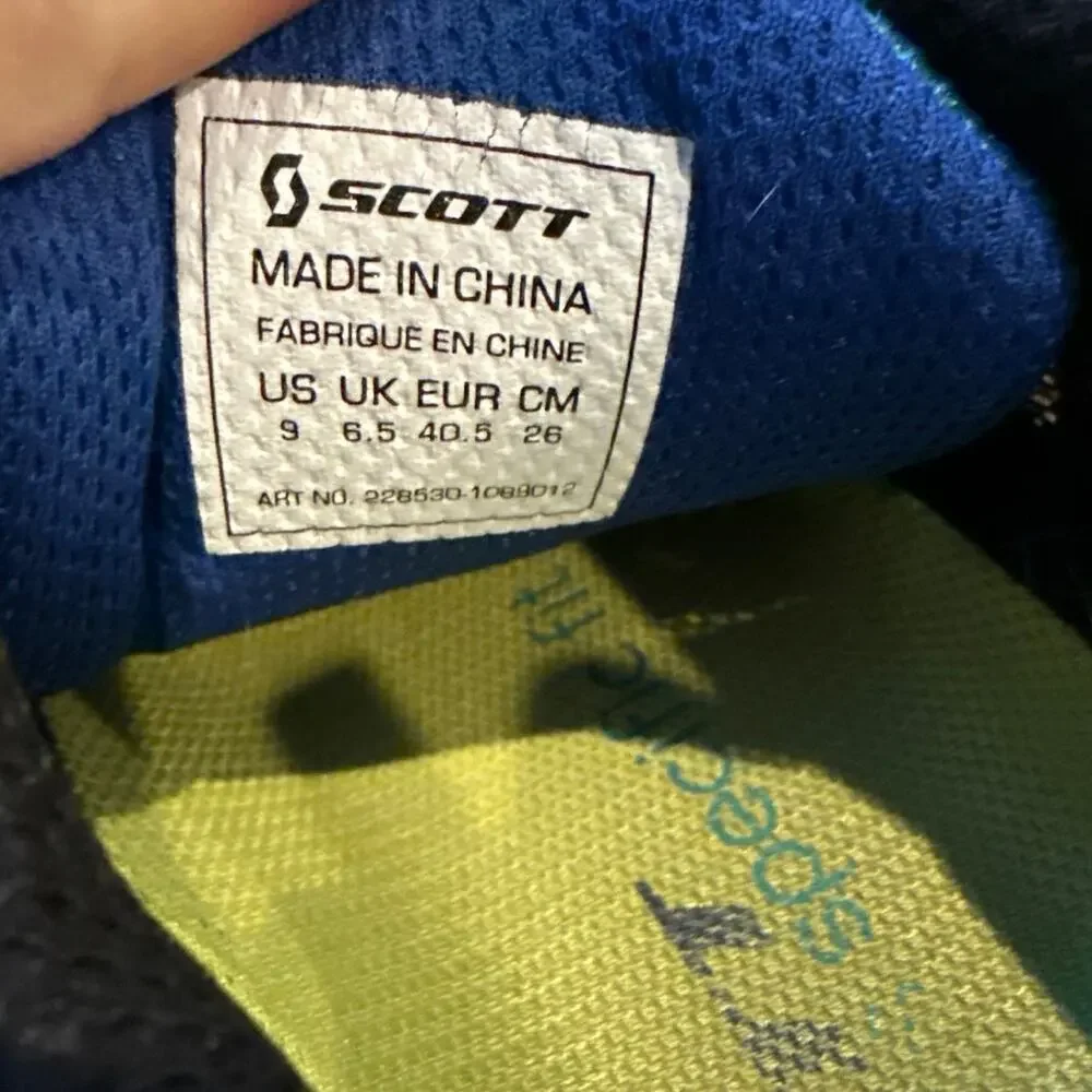 Women’s Scott Aztec 3 Teal Lime Green Bungee Laces Trail Running Shoes Size 9